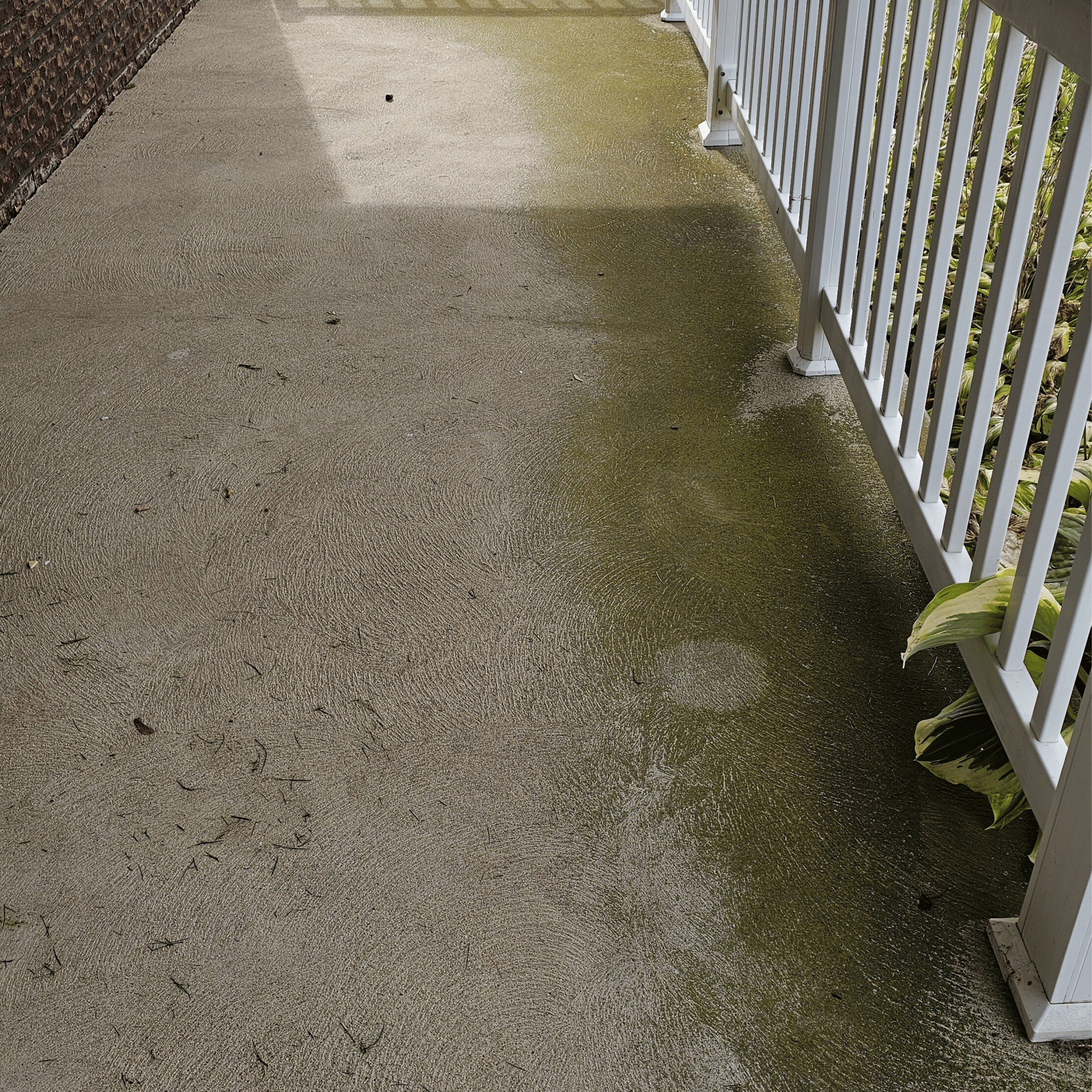 Front porch concrete bright and clean after washing
