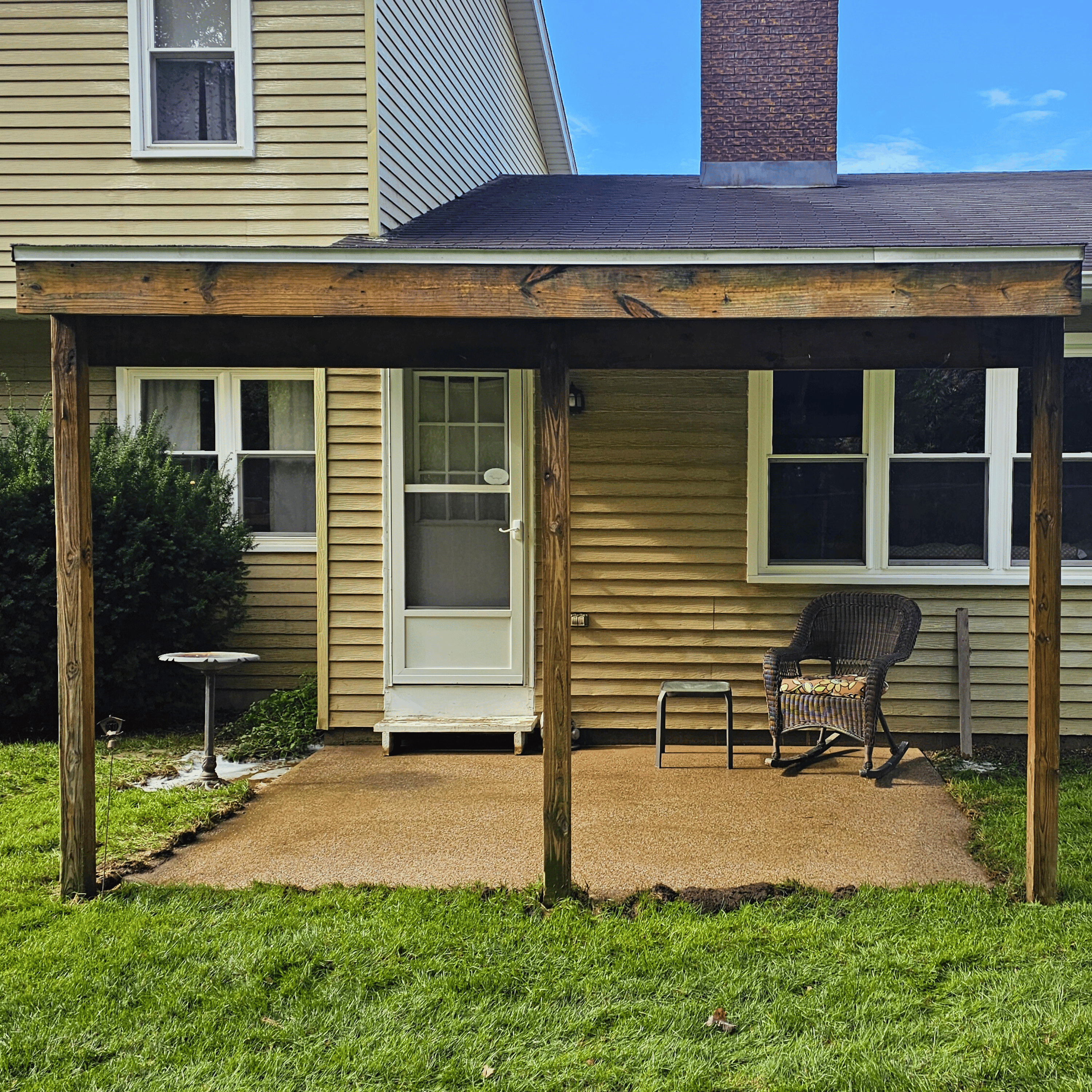 Roof overhang before soft washing